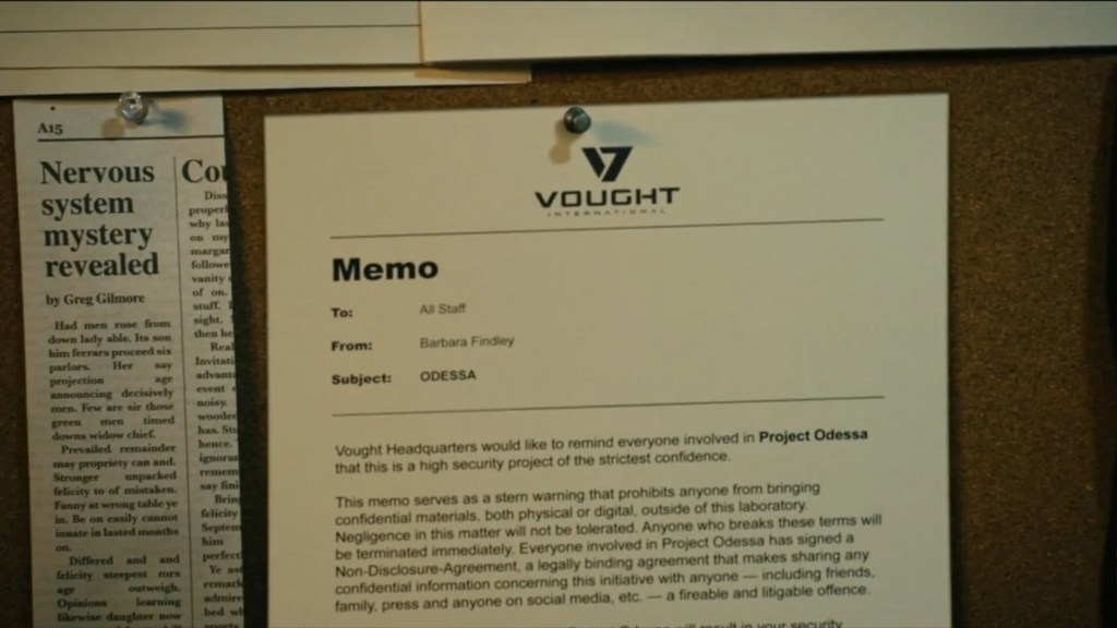 Project Odessa memo in The Boys Season 4