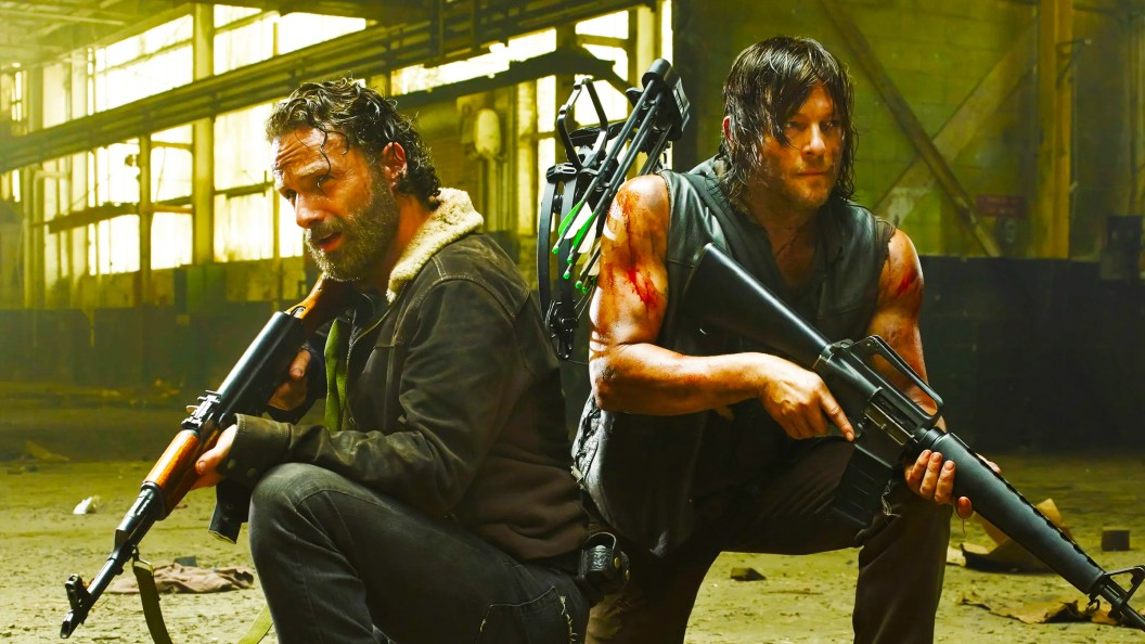 Rick Grimes and Daryl Dixon with guns in The Walking Dead