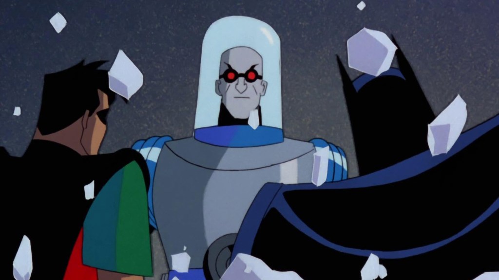Robin, Mr. Freeze, and Batman in the Batman: The Animated Series episode "Deep Freeze"
