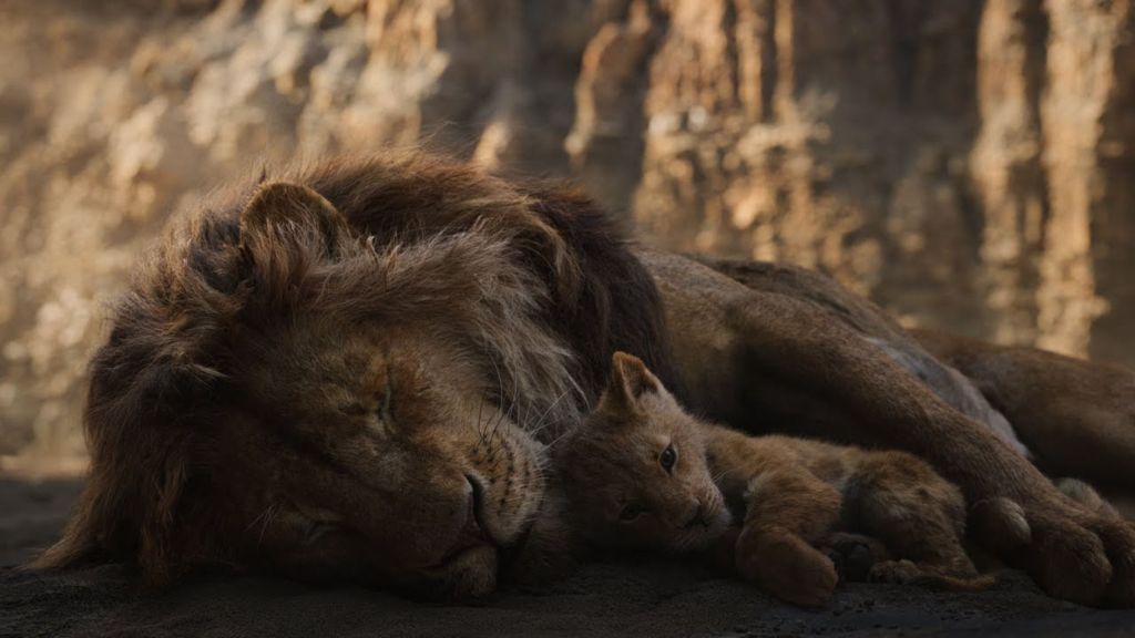 Simba and Mufasa in 2019's The Lion King remake