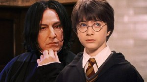 Snape (Alan Rickman) and Harry (Daniel Radcliffe) in Harry Potter and the Philosopher's Stone