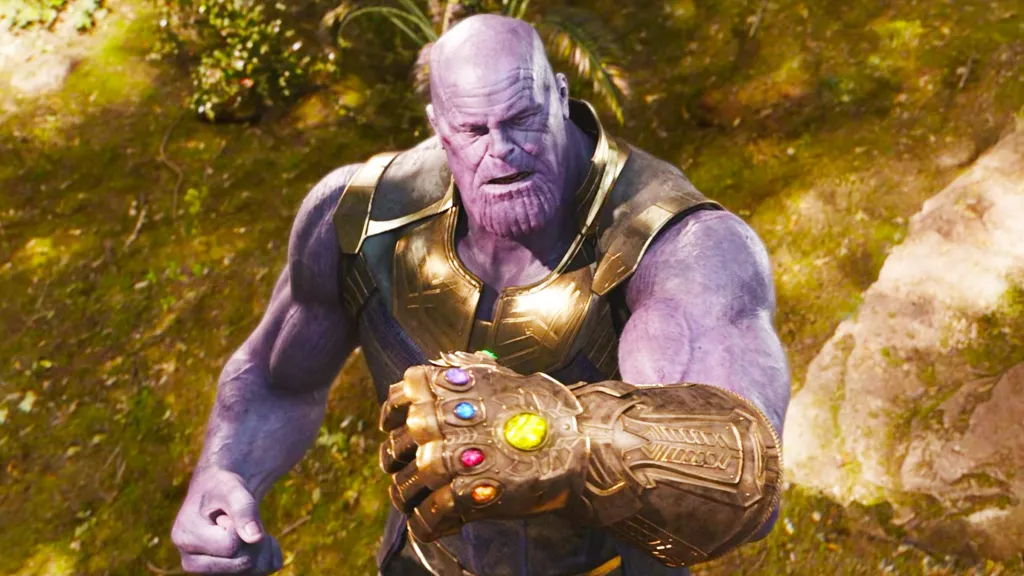 Thanos with all six Infinity Stones in Avengers: Infinity War (2018)