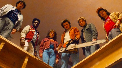 The cast of Stranger Things season 5 looking down