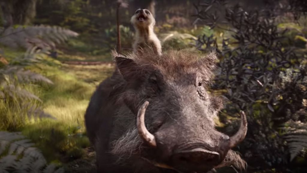 Timon and Pumba in 2019's The Lion King remake