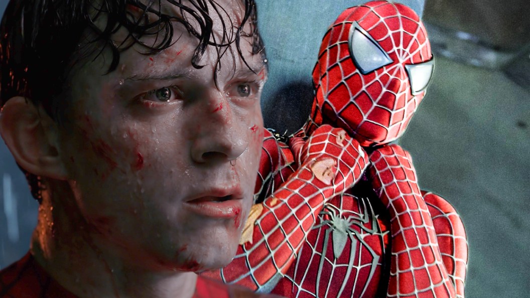Tom Holland in Spider-Man No Way Home and Tobey Maguire in Spider-Man 3