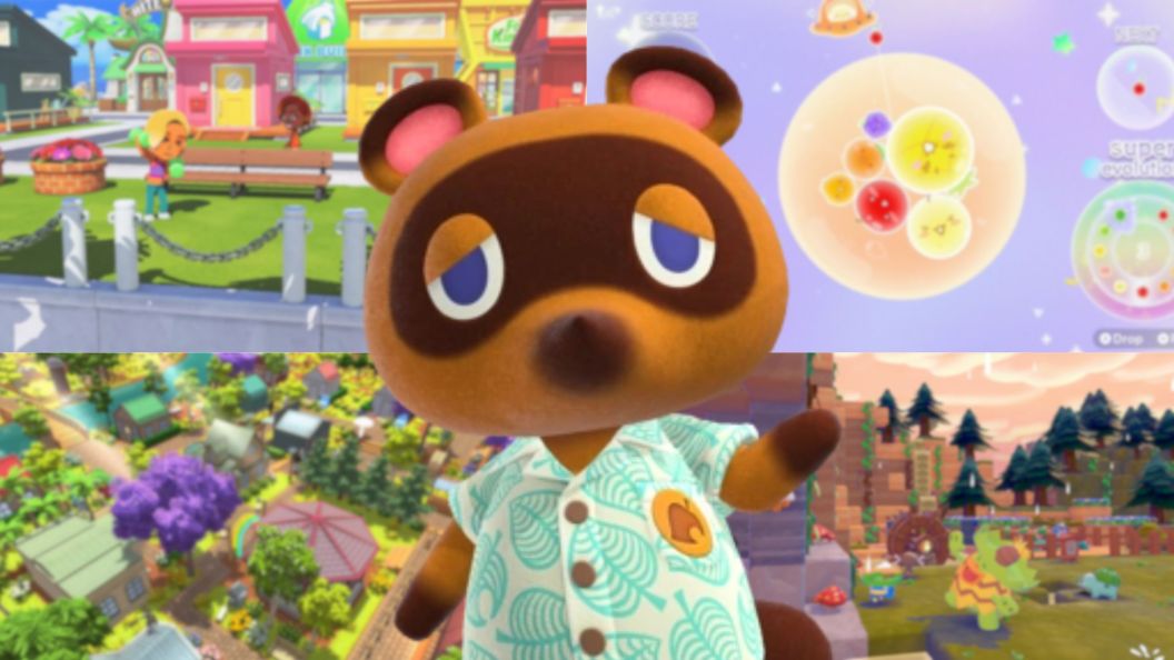Tom Nook in front of New Nintendo Cozy Games