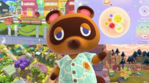 Tom Nook in front of New Nintendo Cozy Games