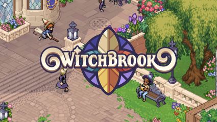 Witchbrook Logo over Broomstick Flying Screenshot