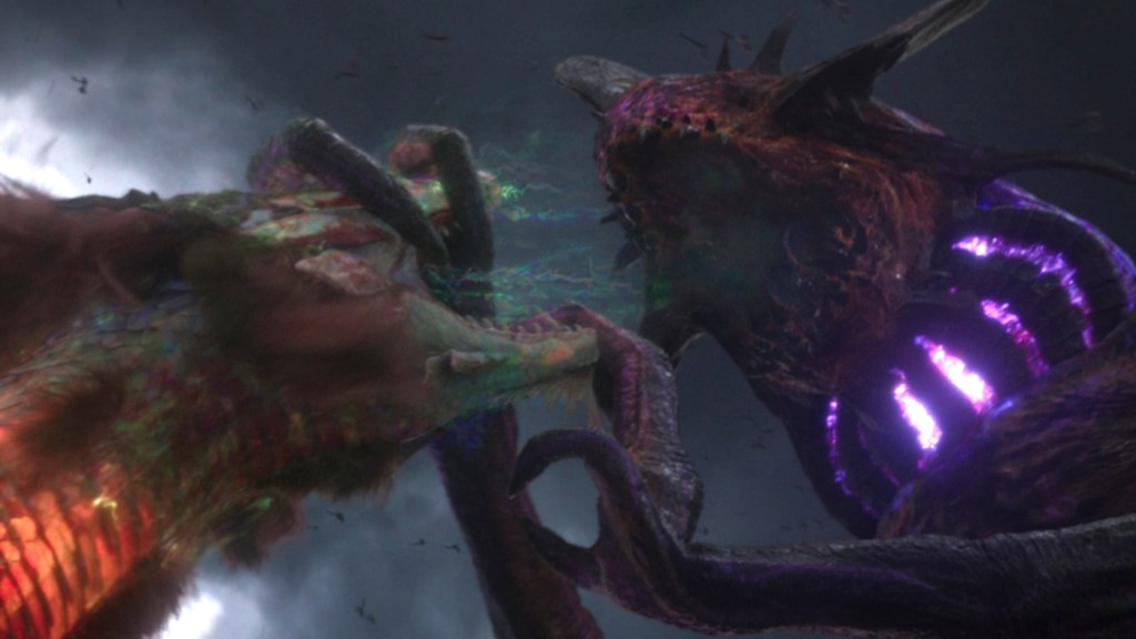 The Protector battling the Dweller-in-Darkness in Ta-Lo in Shang-Chi and the Legend of the Ten RIngs