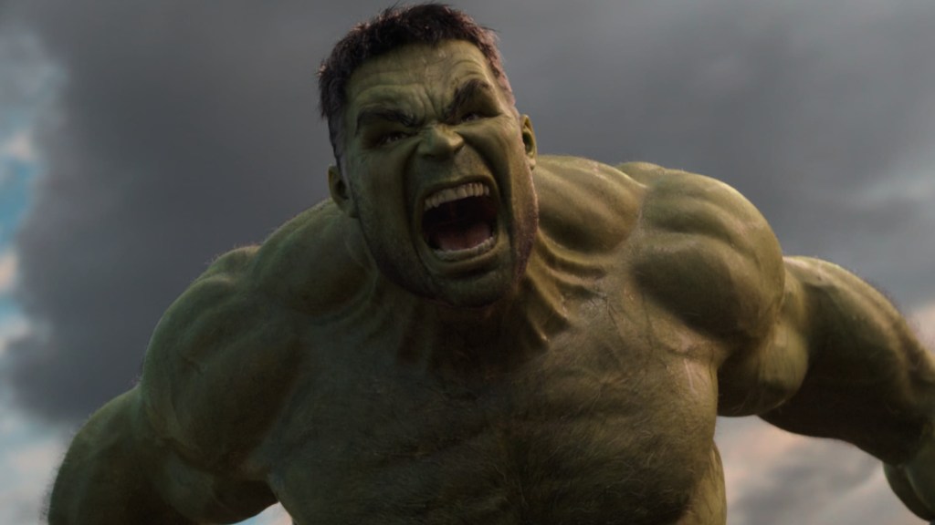 Mark Ruffalo as the Hulk roaring in Thor: Ragnarok