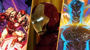 Split image of Iron Man 2020 in Marvel Comics, Iron Man in the MCU, and Korvac in the comics