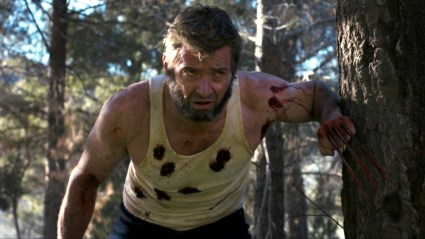Hugh Jackman as Wolverine wounded in Logan (2017)