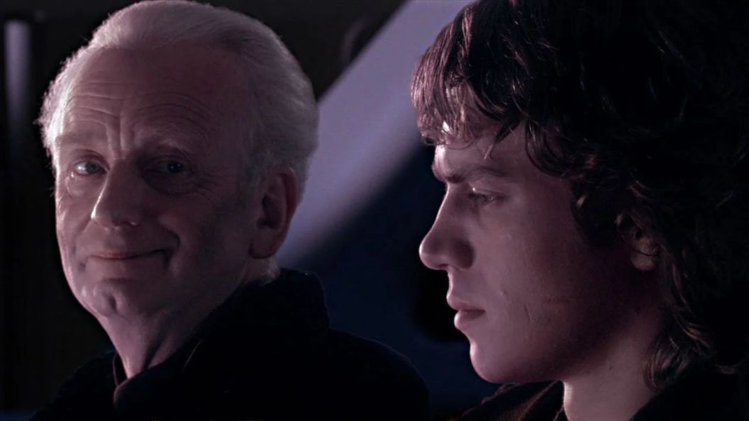 Palpatine and Anakin in Revenge of the Sith.