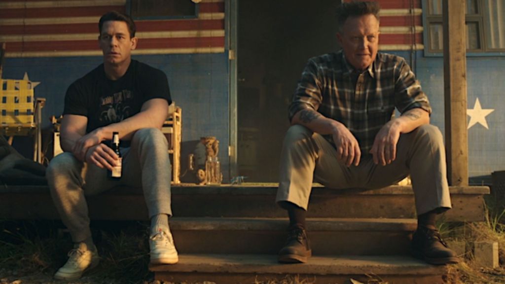 Peacemaker and his dad's ghost.