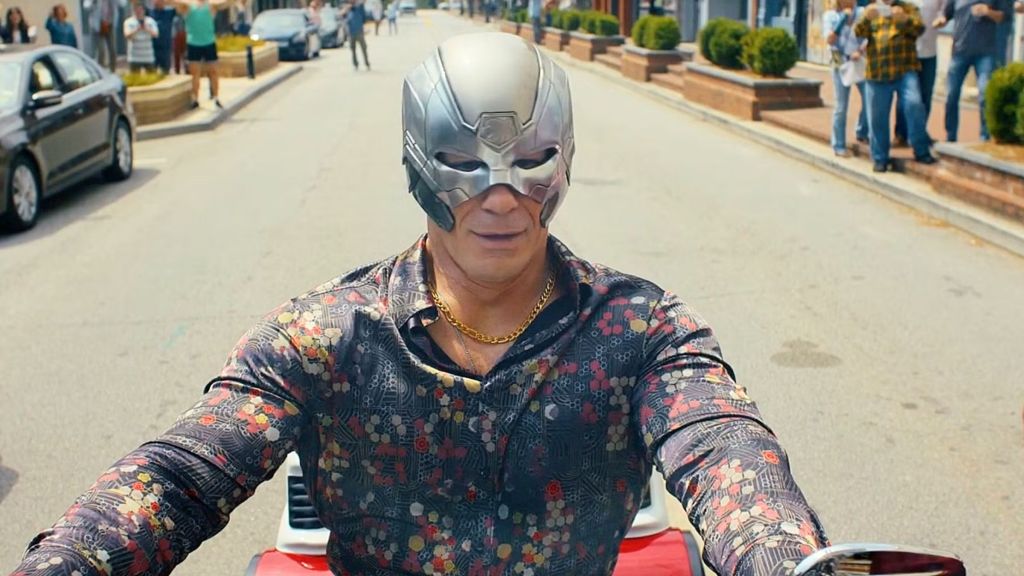 Peacemaker on a bike in Season 2.