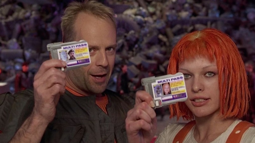 Bruce Willis and Milla Jovovich in The Fifth Element