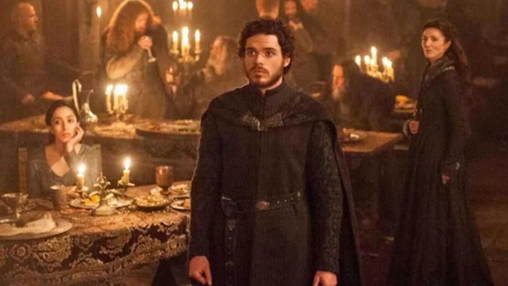 Robb Stark standing up.