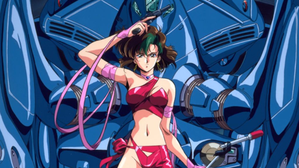 Bubblegum Crisis main cast in front of the mecha