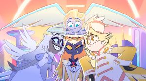 Pentious, Emily, Abel, and St. Peter in Hazbin Hotel