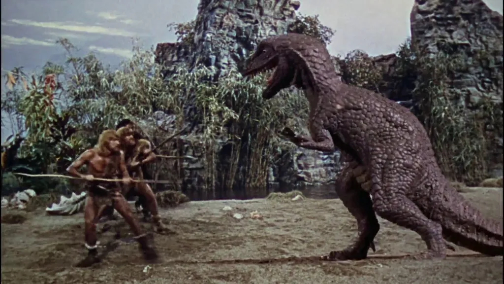 Cavemen vs dinosaurs in One Million Years BC