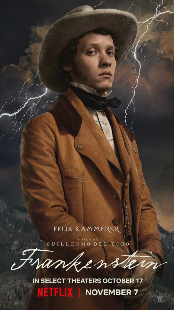 Felix Kammerer in the poster for Guillermo del Toro's Frankenstein