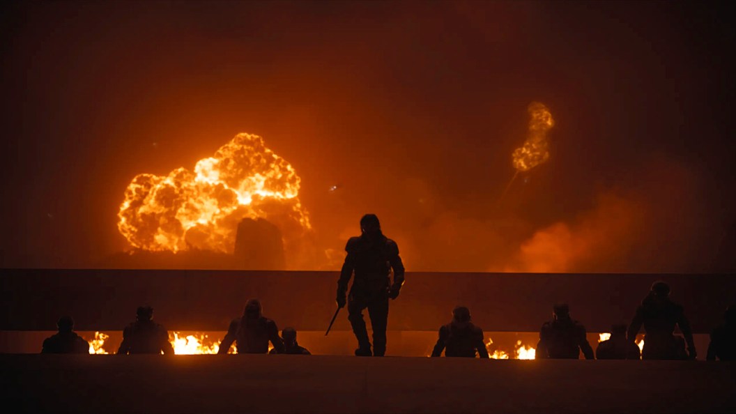 Fiery battle scene in Dune Part Two