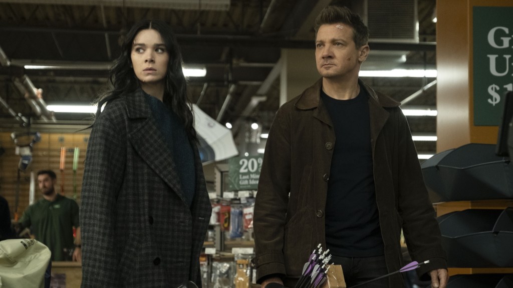 Hailee Steinfeld and Jeremy Renner in Hawkeye