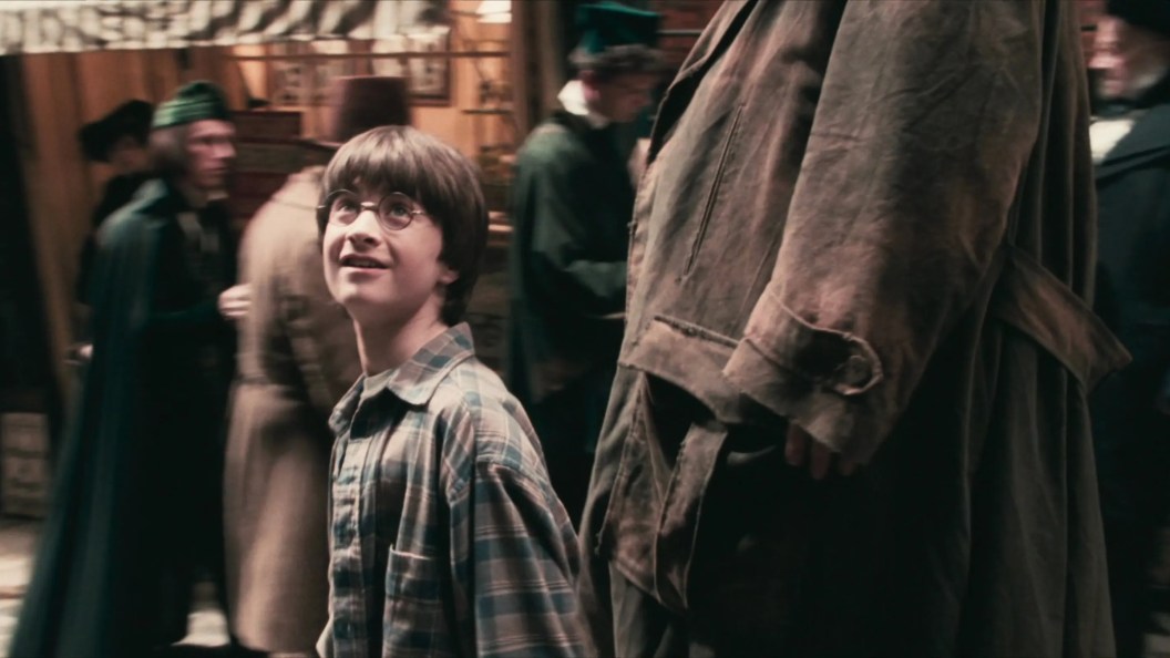 Harry walking through Diagon Alley