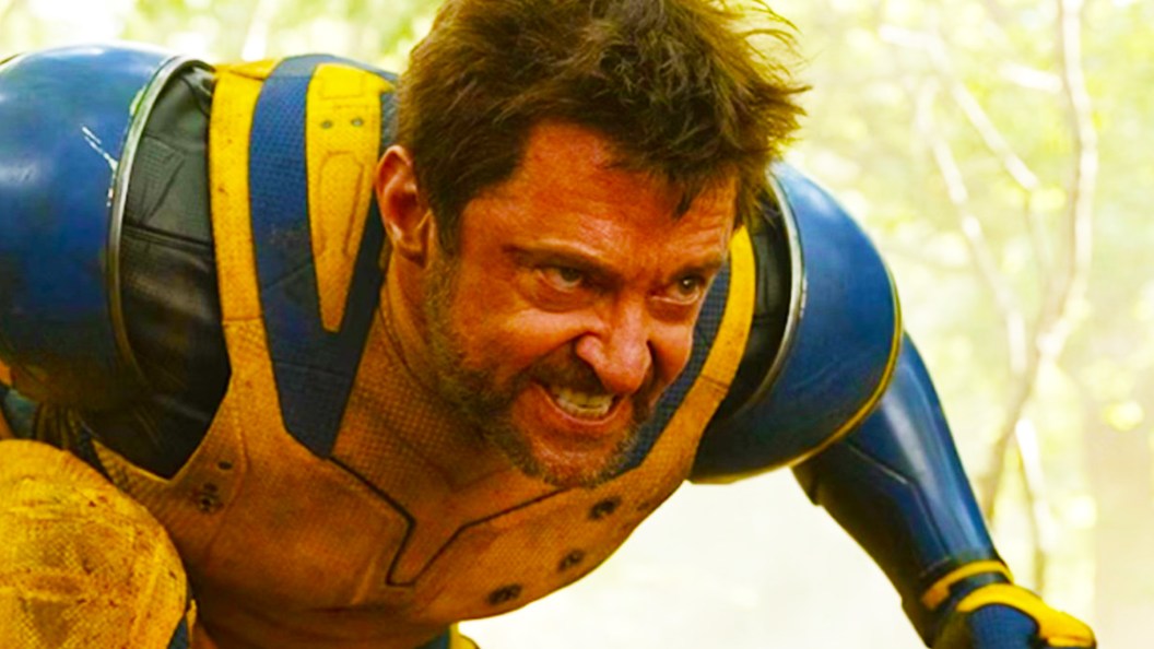 Hugh Jackman attacking as Wolverine in Deadpool & Wolverine
