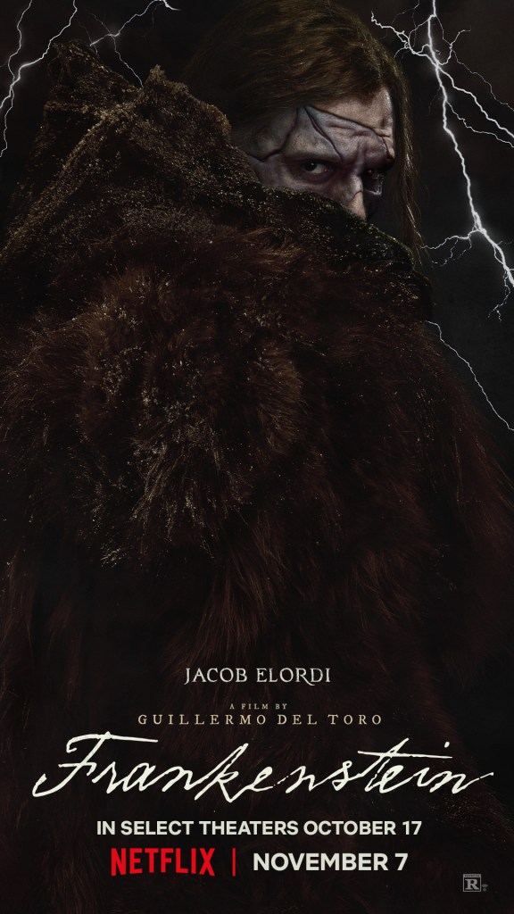 Jacob Elordi in the poster for Guillermo del Toro's Frankenstein