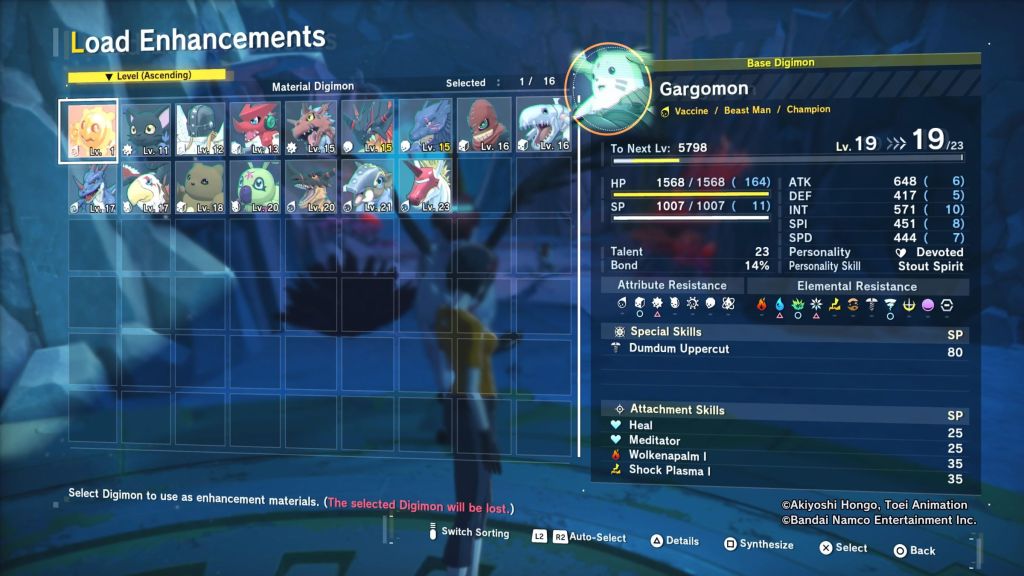 Load Enhancements Menu Digimon Story