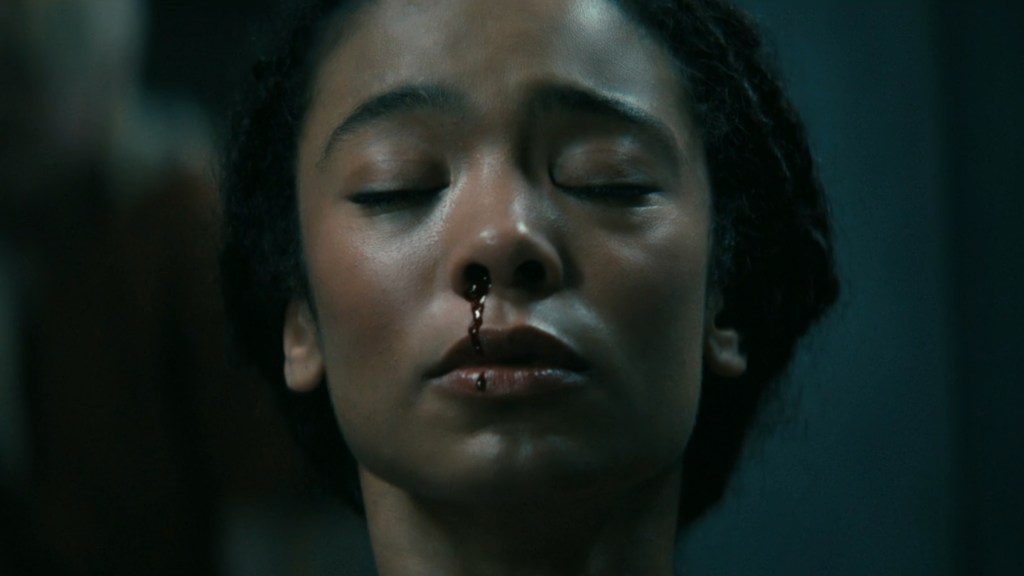 Marie's nose bleeding from using her powers in Gen V Season 2 Episode 5