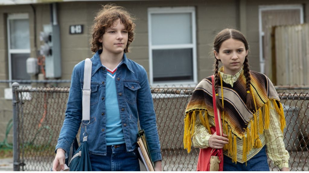 Mason Thames as Finney and Madeleine McGraw as Gwen in The Black Phone