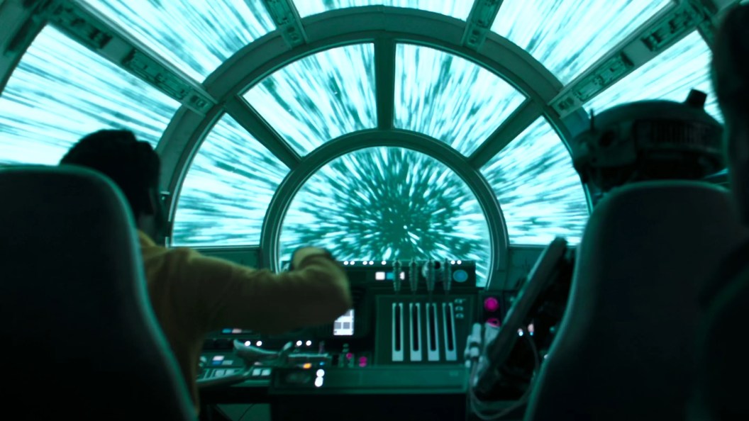 Millennium Falcon hyperspace jump in Solo