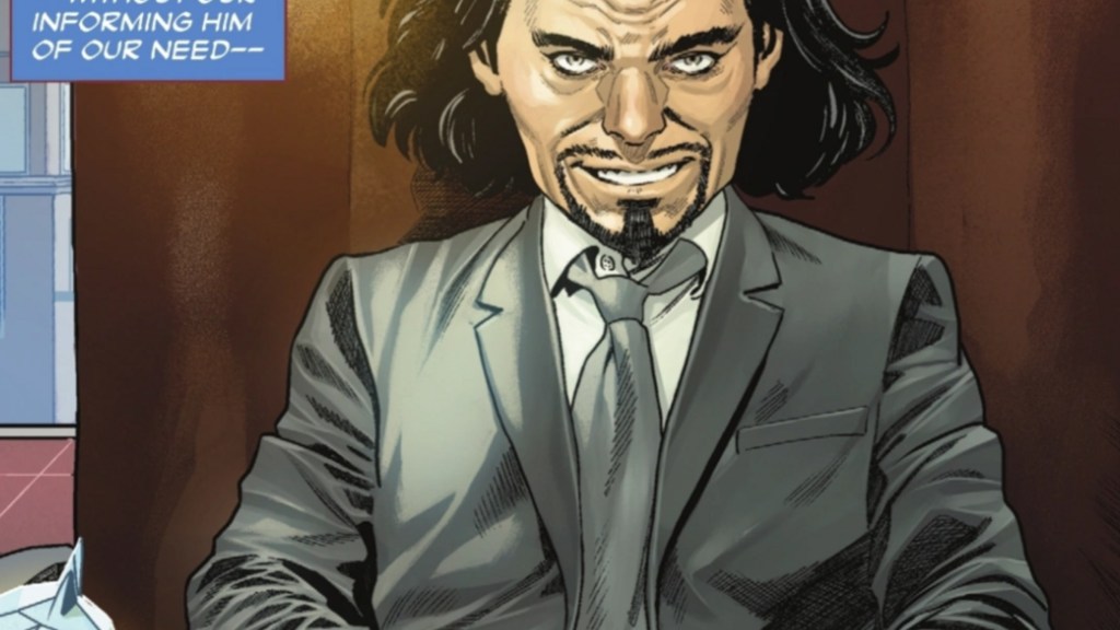 Doctor Psycho sitting in a chair smiling evilly