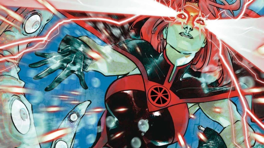Miss Martian firing her Martian vision eyebeams