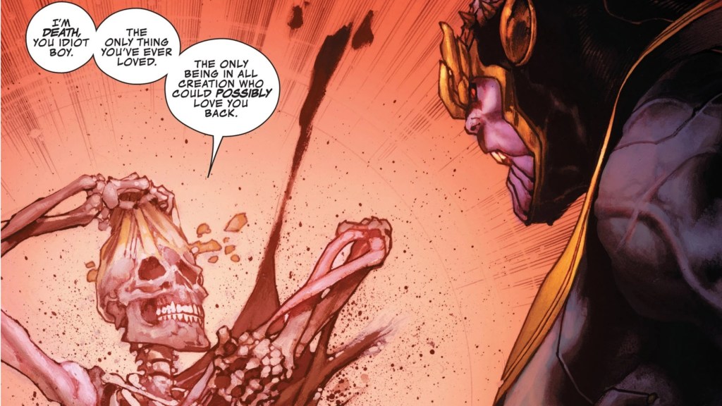Mistress Death revealing herself to Thanos