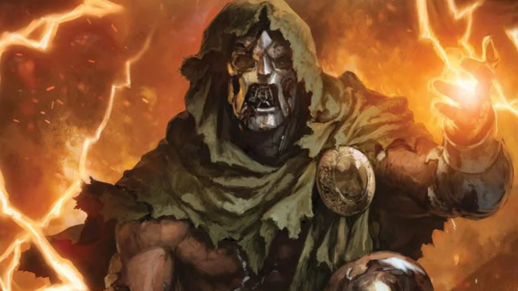 A battered but defiant Doctor Doom ready for battle