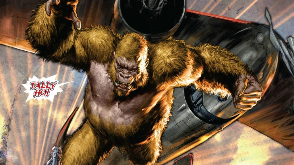 Congorilla jumping out a plane ready for battle