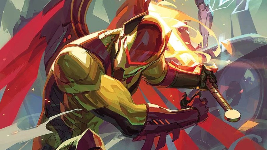 Azrael swinging his fiery sword