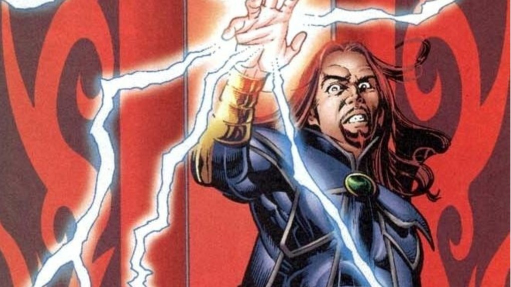 Mordru holding out a hand casting forks of lightning