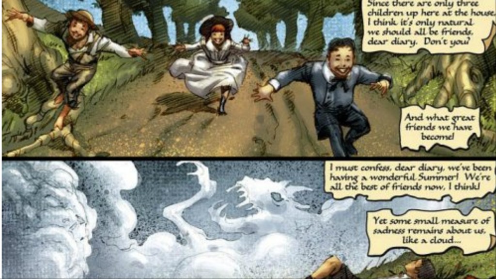 James Howlett, Rose O'Hara, and Dog Logan playing together