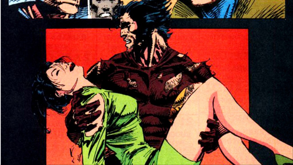Wolverine hlding the dead body of Mariko Yashida