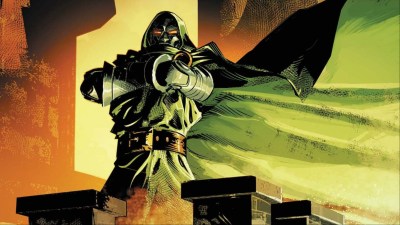 Doctor Doom standing on a parapet in Latveria