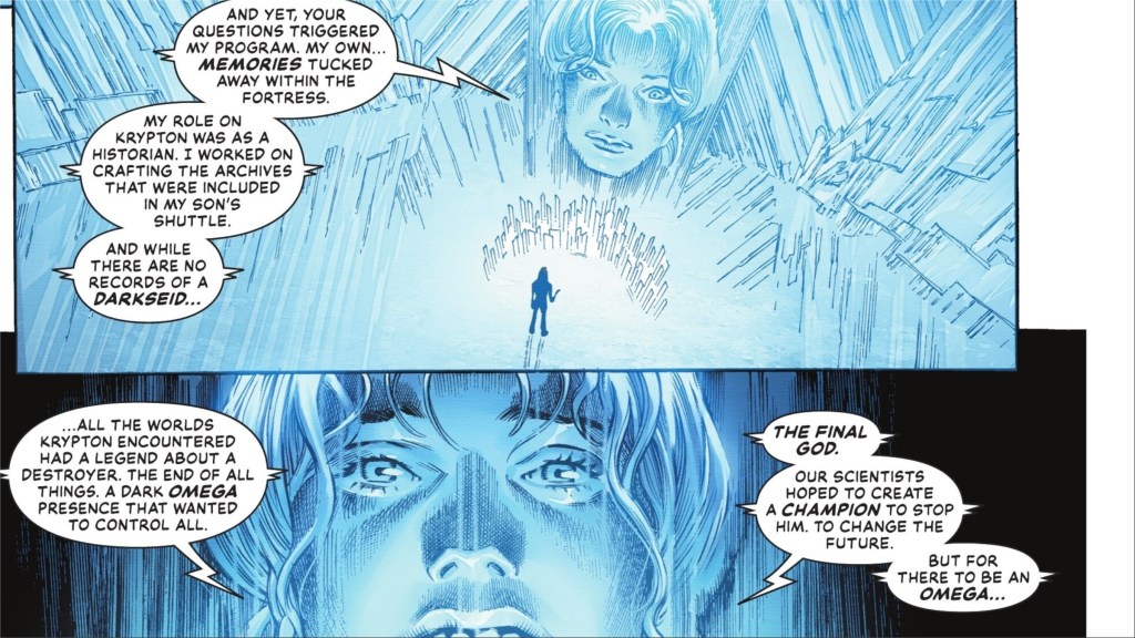 Lara and Lois Lane talking about Darkseid and Superman