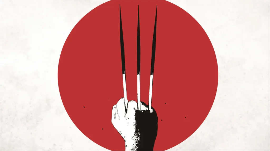 Old Man Logan's fist and claws into a red circle that looks like the Japanese flag
