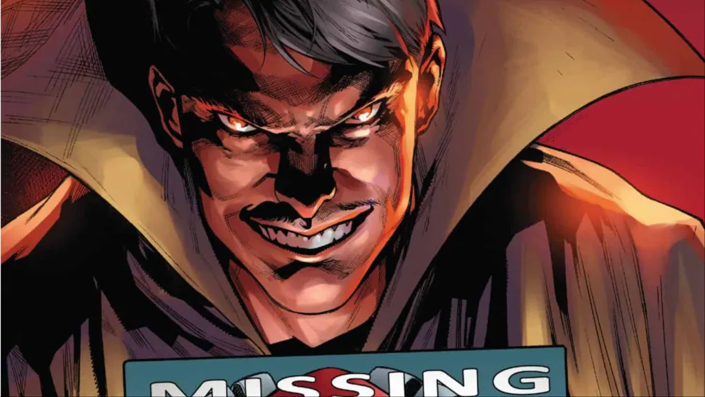 Mastermind smiling evilly while holding a missing person poster