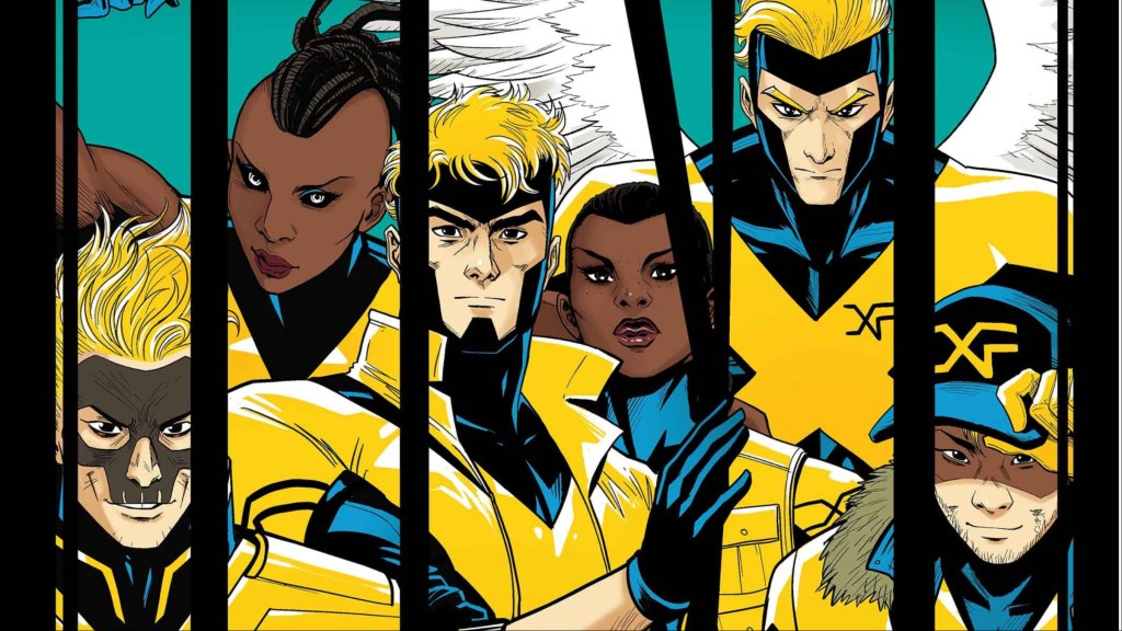 X-Factor gathered together behind bars