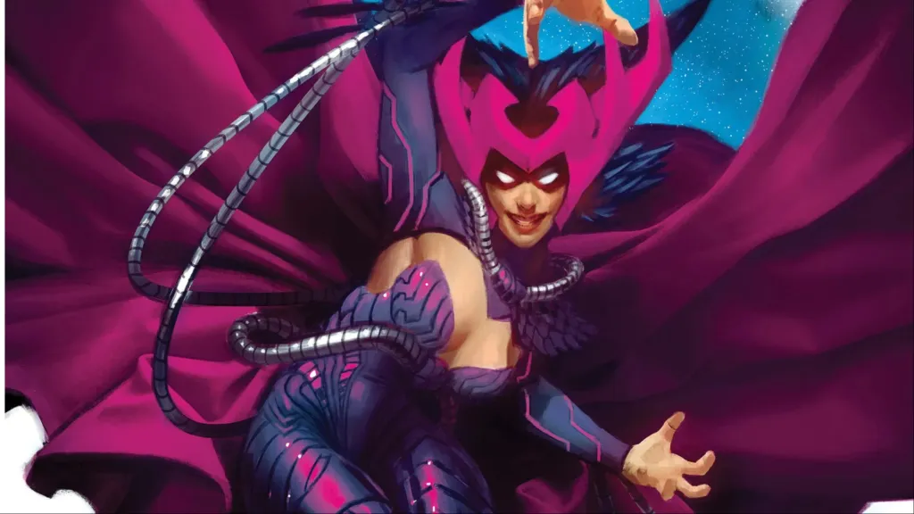 Deathbird throwing her knives