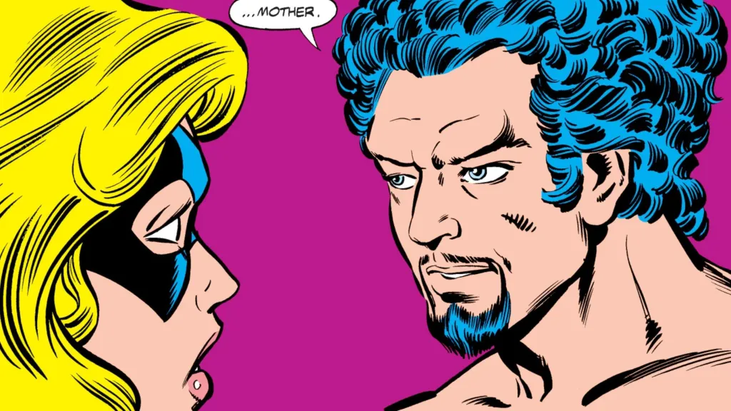 Captain Marvel talking to her rapist/son Marcus